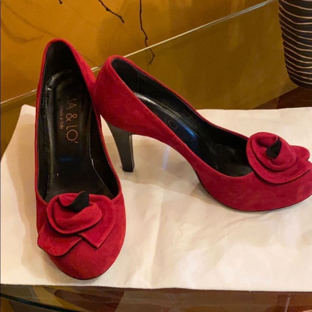 MA & LO. red Suede high heel shoes